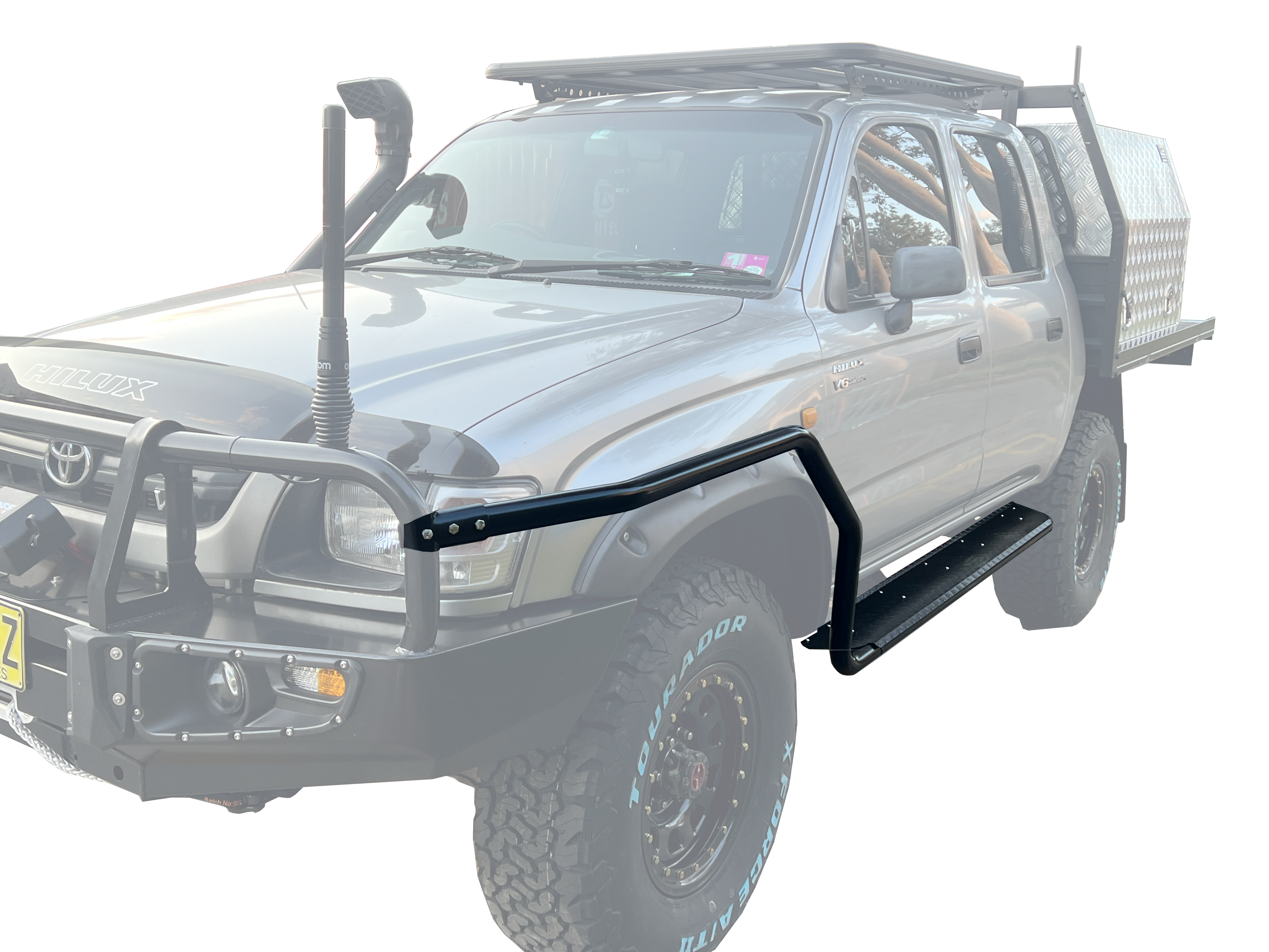 Hilux side steps and brush deals bars