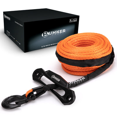 Orange Synthetic Winch Rope Kit,3/8" x 100' 23809LBS Winch Line Cable Replacement with Protective Sleeve+Winch Fairlead+Hook (Online only) - OZI4X4 PTY LTD