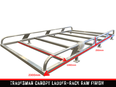 Tradesman Canopy Ladder-Rack Raw Finish Aluminium 2300 Length (Universal) - OZI4X4 PTY LTD
