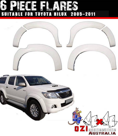 6 pcs white OEM Flares Suitable for Toyota Hilux 2005-2011 Full Set - OZI4X4 PTY LTD