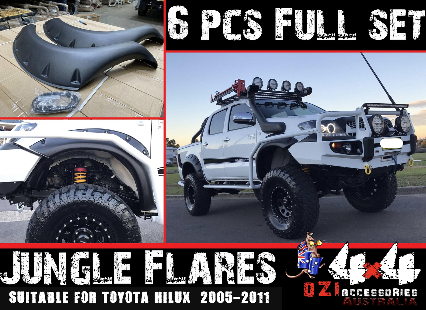 6 pcs Jungle Flares Suitable for Toyota Hilux 2005-2011 (Full Set) - OZI4X4 PTY LTD