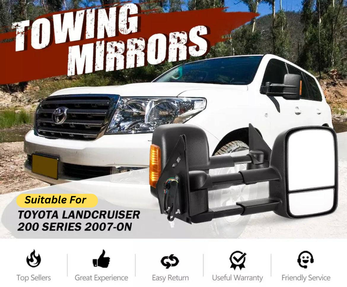 Extendable Towing Mirror Suitable For Toyota Land Cruiser 200 Series 2007-2022 (Blinker) - OZI4X4 PTY LTD