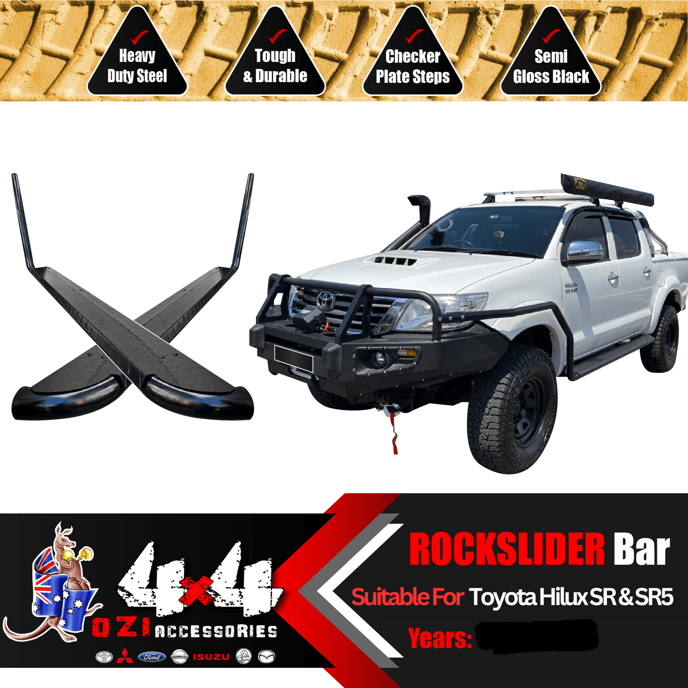 Side Steps & Brush Bars Suitable for Toyota Hilux SR & SR5 2012-2015 - OZI4X4 PTY LTD