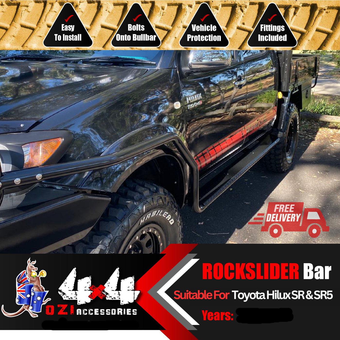 Side Steps & Brush Bars Suitable for Toyota Hilux SR & SR5 2012-2015 - OZI4X4 PTY LTD