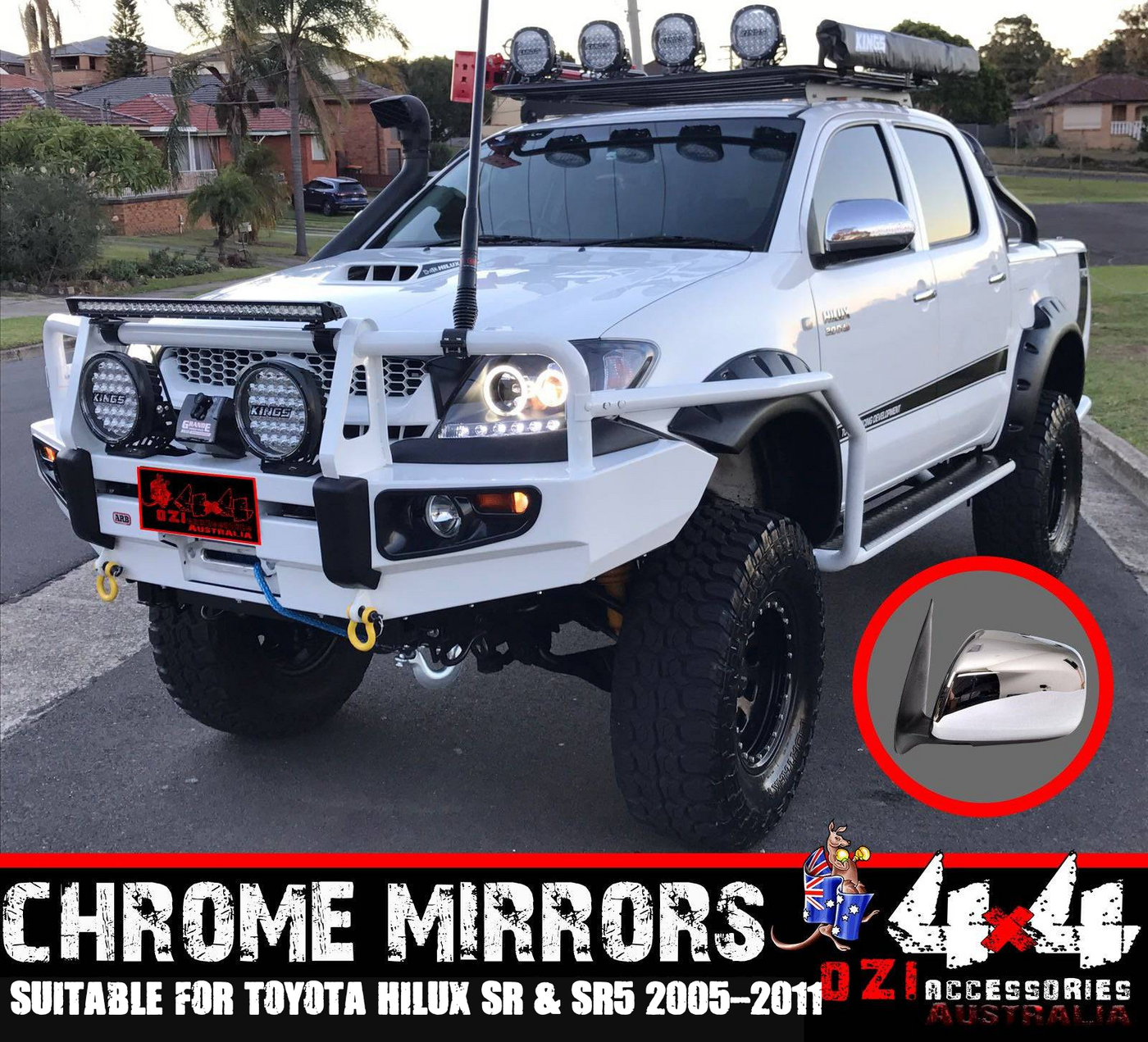 Left Side Chrome Side Mirror Suitable for Toyota Hilux SR & SR5 2005-2011 - OZI4X4 PTY LTD