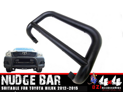 Powder Coated Black Steel Nudge Bar Suitable For Toyota Hilux SR & SR5 2012-2015 (Online Only) - OZI4X4 PTY LTD