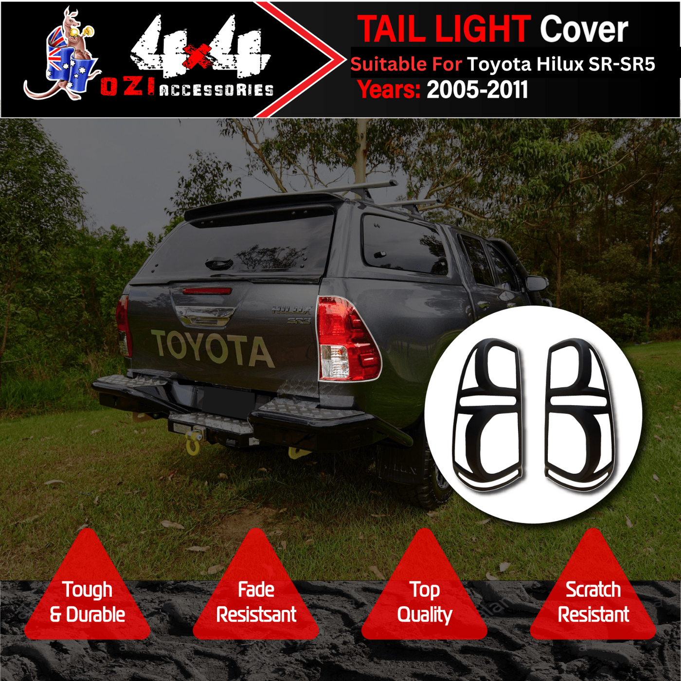 Tail Light Trim Cover Suitable for Toyota Hilux 2012-2015 - OZI4X4 PTY LTD