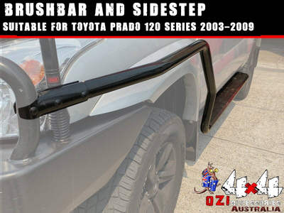 Adjustable Side Steps + Brush Bars Suitable For Toyota Land Cruiser Prado 120 Series 2003-2009 - OZI4X4 PTY LTD