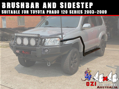 Adjustable Side Steps + Brush Bars Suitable For Toyota Land Cruiser Prado 120 Series 2003-2009 - OZI4X4 PTY LTD
