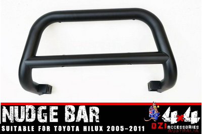 Black Steel Nudge Bar Suitable for Toyota Hilux SR & SR5 2005-2014 (Online Only) - OZI4X4 PTY LTD