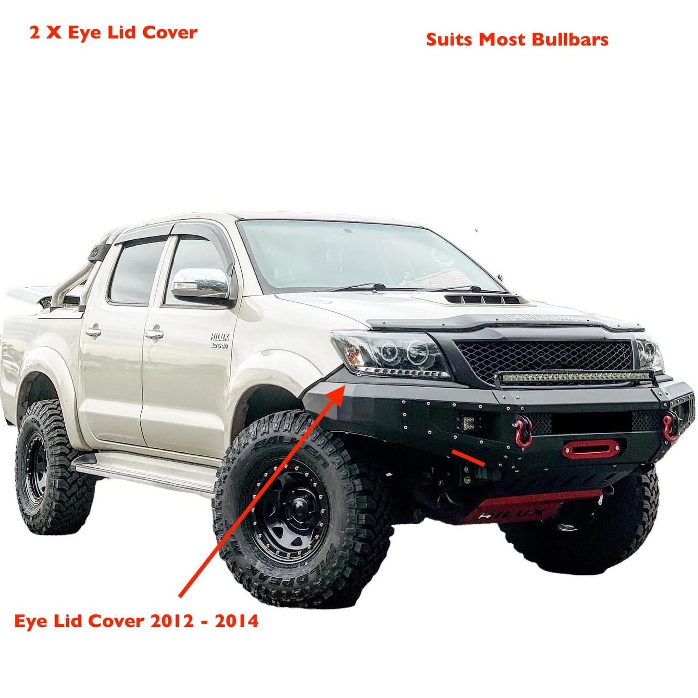 Pair of Eye Lid Covers Suitable For Toyota Hilux 2012 - 2014 Steel Bullbars (Pre Order) - OZI4X4 PTY LTD