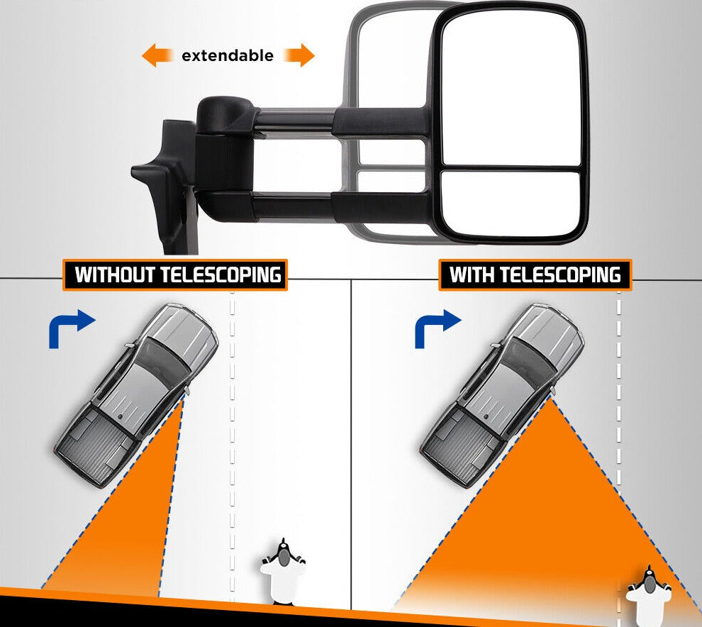 Extended Towing Mirror Suitable For Toyota Land Cruiser 70,75,76,78,79 Series (Blinker) - OZI4X4 PTY LTD