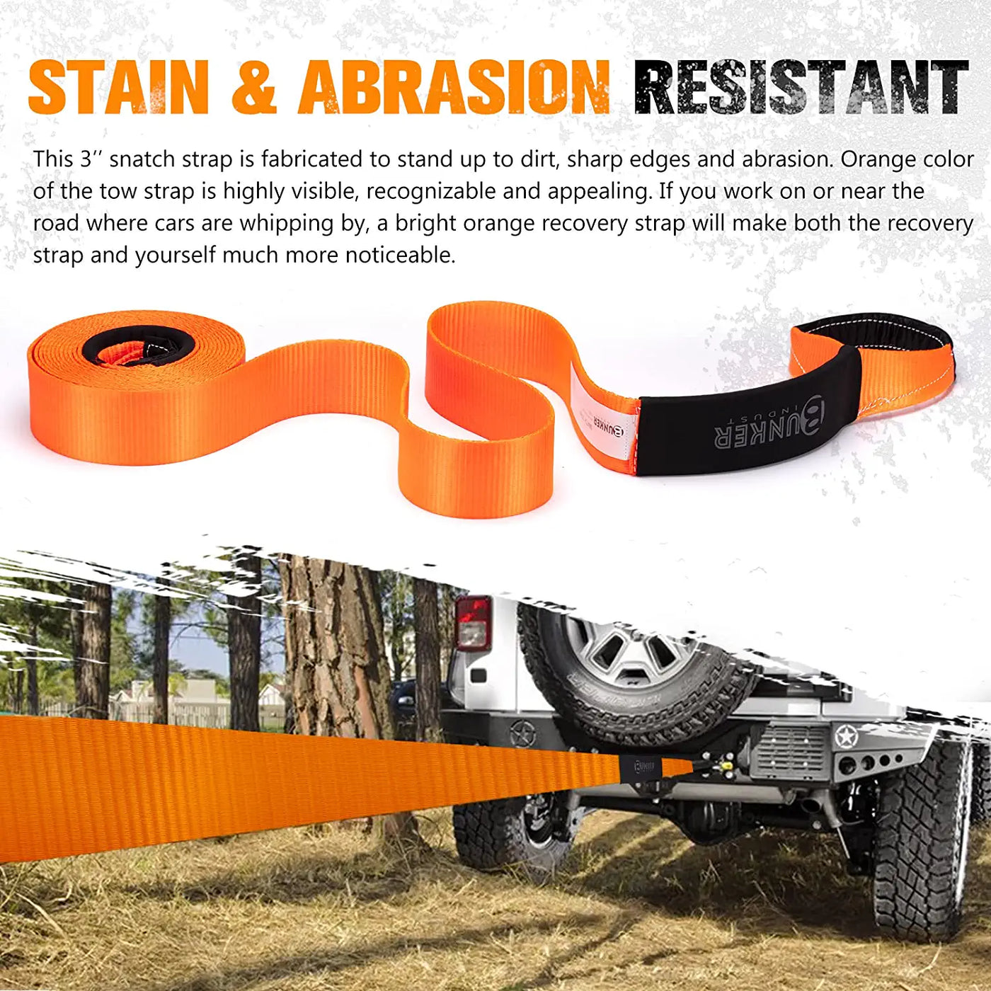 3" x 30ft Orange Snatch Strap (Online only) - OZI4X4 PTY LTD