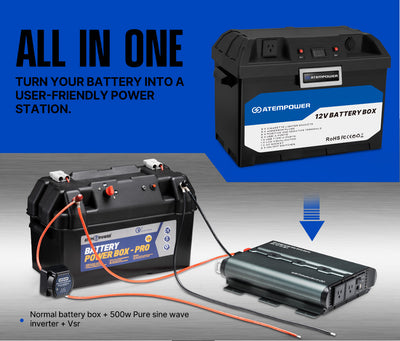 Battery box with AC SOCKET[110V-240V Pure sine wave 500W - OZI4X4 PTY LTD