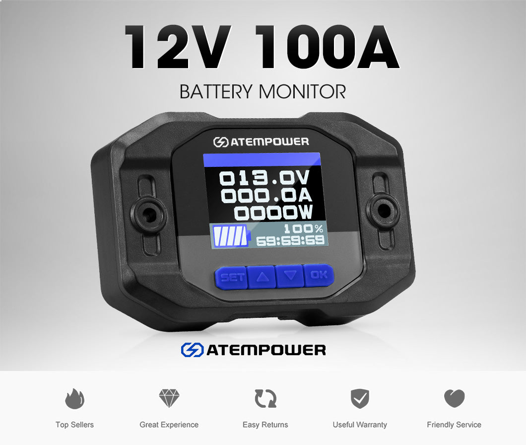 100A Battery Monitor High Low Voltage 100A w/Shunt Wire 12V Battery - OZI4X4 PTY LTD