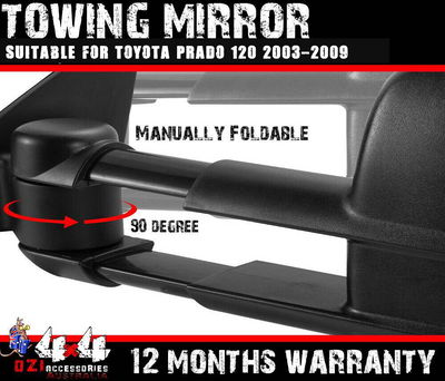 Extendable Towing Mirror Suitable For Toyota Land Cruiser Prado 120 Series (Non Blinker) - OZI4X4 PTY LTD