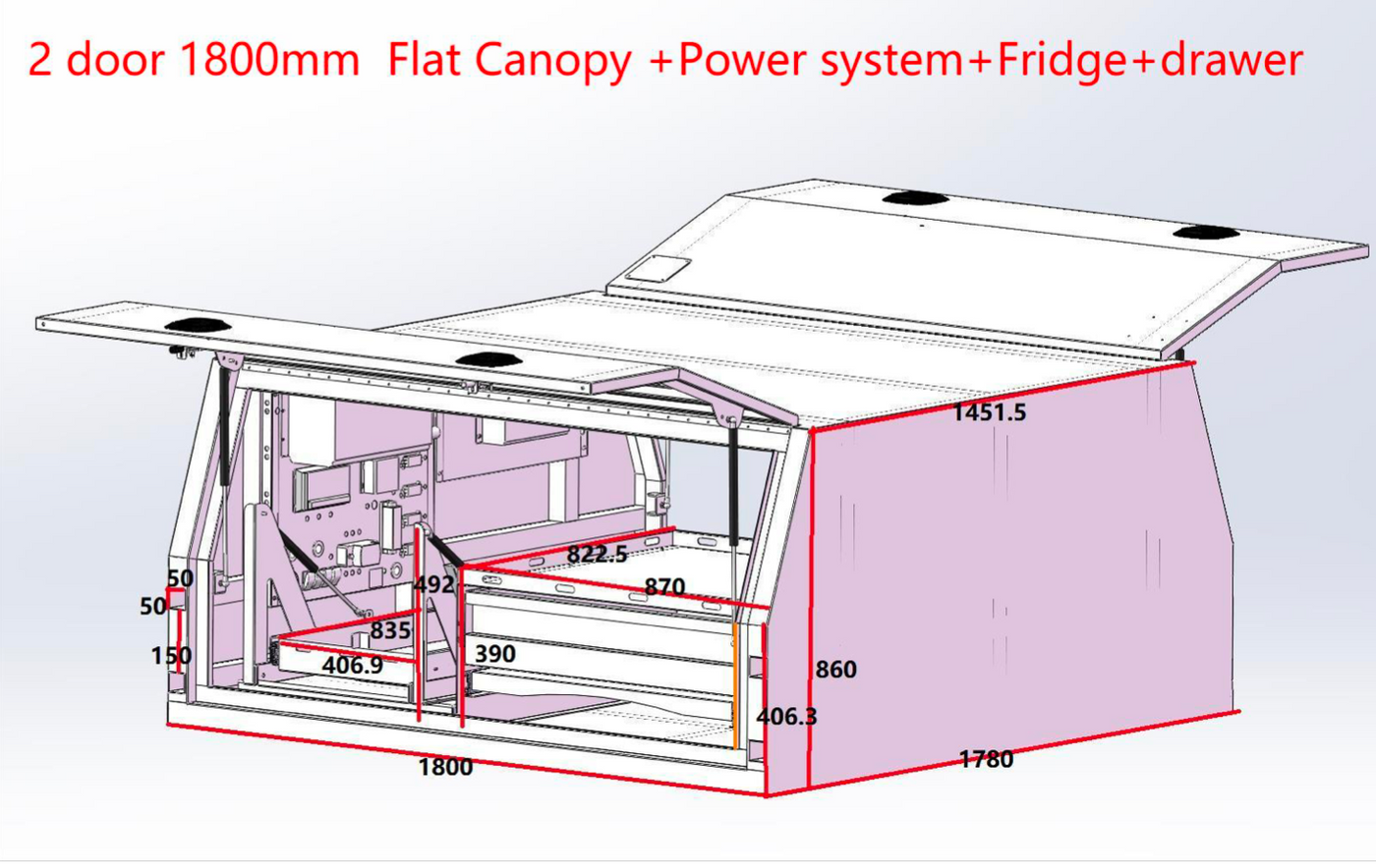 Tourer 1800 Raw Canopy + Power Supply (Pre-Order) - OZI4X4 PTY LTD