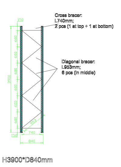 Upright Frame (3900 x 840) - OZI4X4 PTY LTD