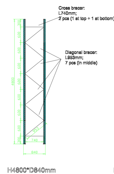 Upright Frame (4800 x 840) - OZI4X4 PTY LTD