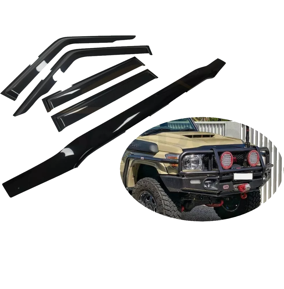 Bonnet Protector + Weather Shields Suitable For Toyota Land Cruiser 70,76,78,79 Series 2017+ - OZI4X4 PTY LTD