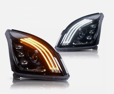 LED DRL Twin Projector Head Lights Suitable For Toyota Prado FJ120 2003-2009