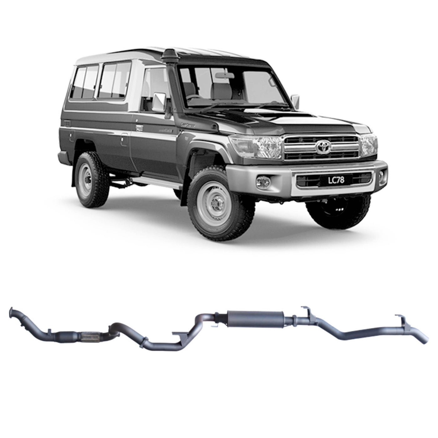 Redback Extreme Duty Exhaust Suitable For Toyota Landcruiser 78 Series Troop Carrier (03/2007 - 10/2016) - OZI4X4 PTY LTD