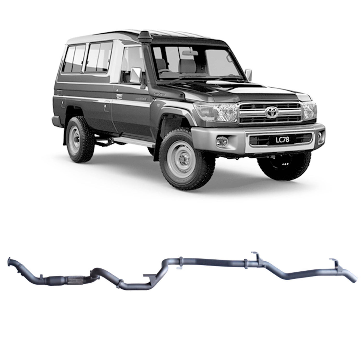 Redback Extreme Duty Exhaust Suitable For Toyota Landcruiser 78 Series Troop Carrier (03/2007 - 10/2016) - OZI4X4 PTY LTD