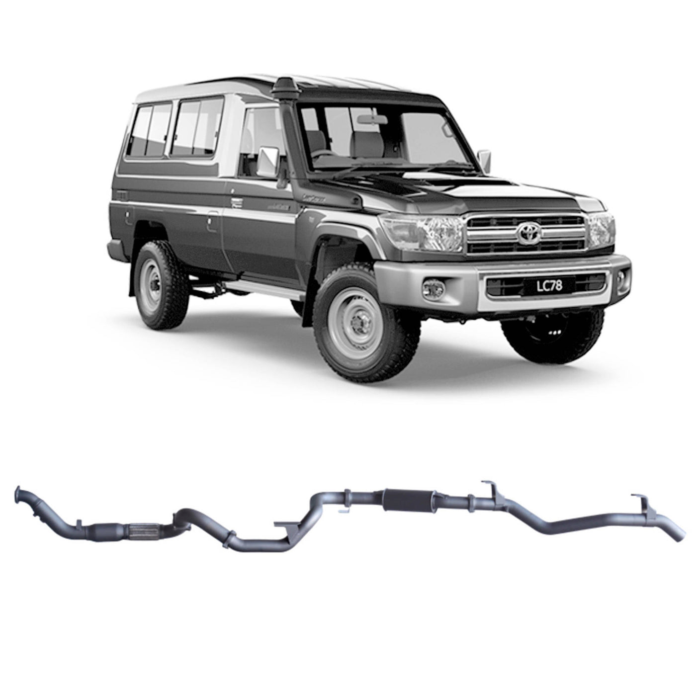 Redback Extreme Duty Exhaust Suitable For Toyota Landcruiser 78 Series Troop Carrier (03/2007 - 10/2016) - OZI4X4 PTY LTD