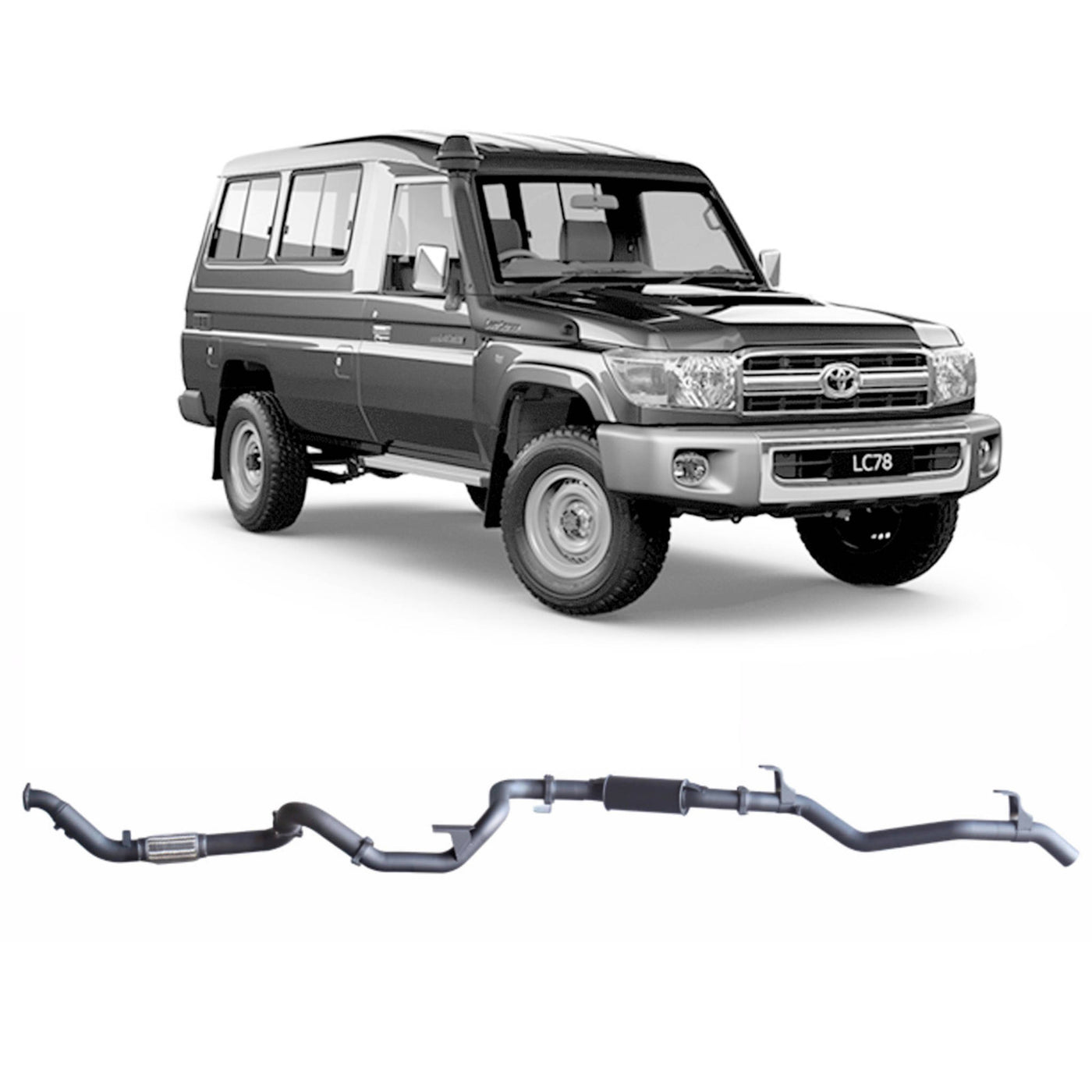 Redback Extreme Duty Exhaust Suitable For Toyota Landcruiser 78 Series Troop Carrier (03/2007 - 10/2016) - OZI4X4 PTY LTD