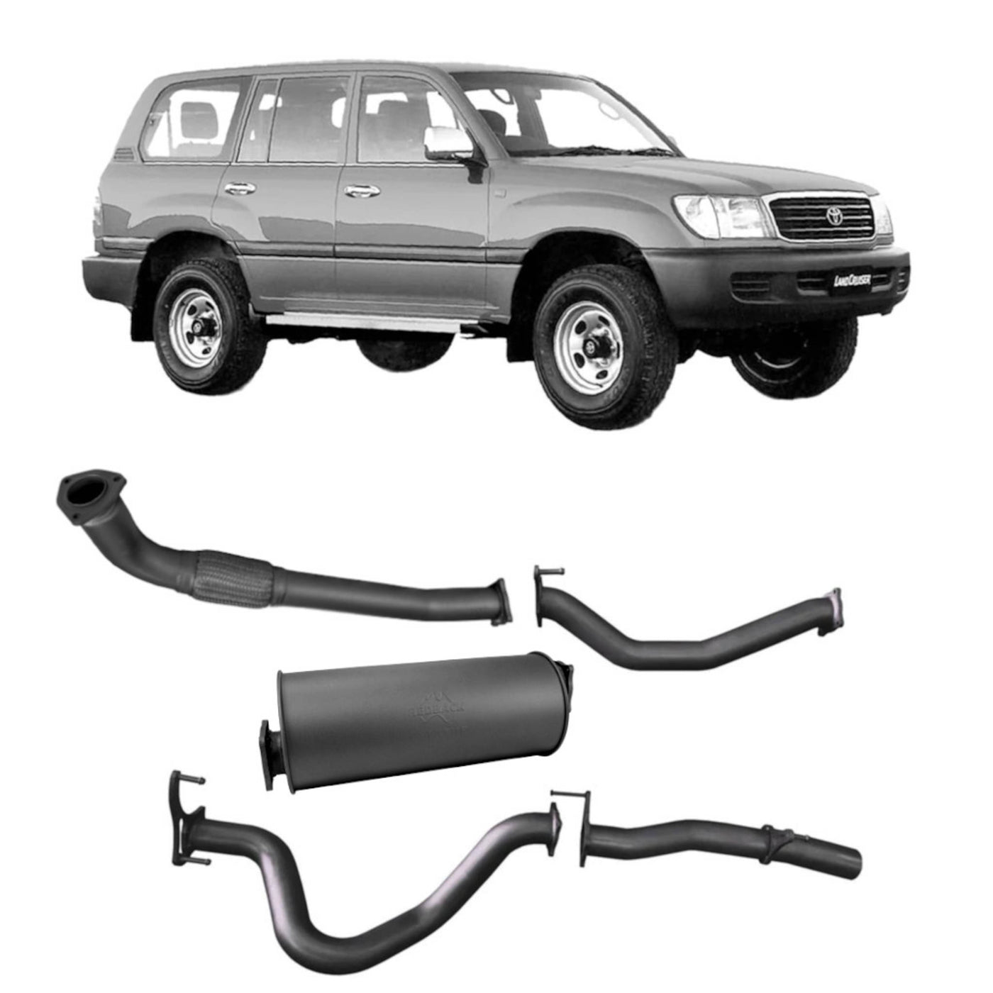 Redback Extreme Duty Exhaust Suitable For Toyota Landcruiser 105 Series Wagon (03/1998 - 10/2007) - OZI4X4 PTY LTD