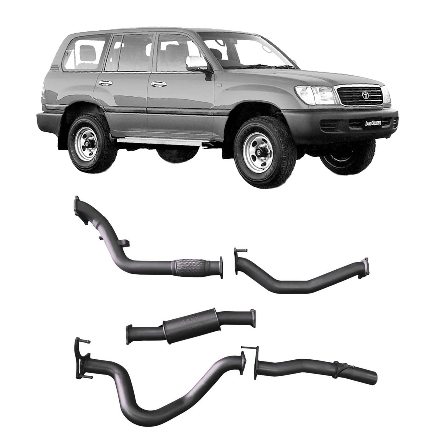 Redback Extreme Duty Exhaust Suitable For Toyota Landcruiser 105 Series Wagon (03/1998 - 10/2007) - OZI4X4 PTY LTD