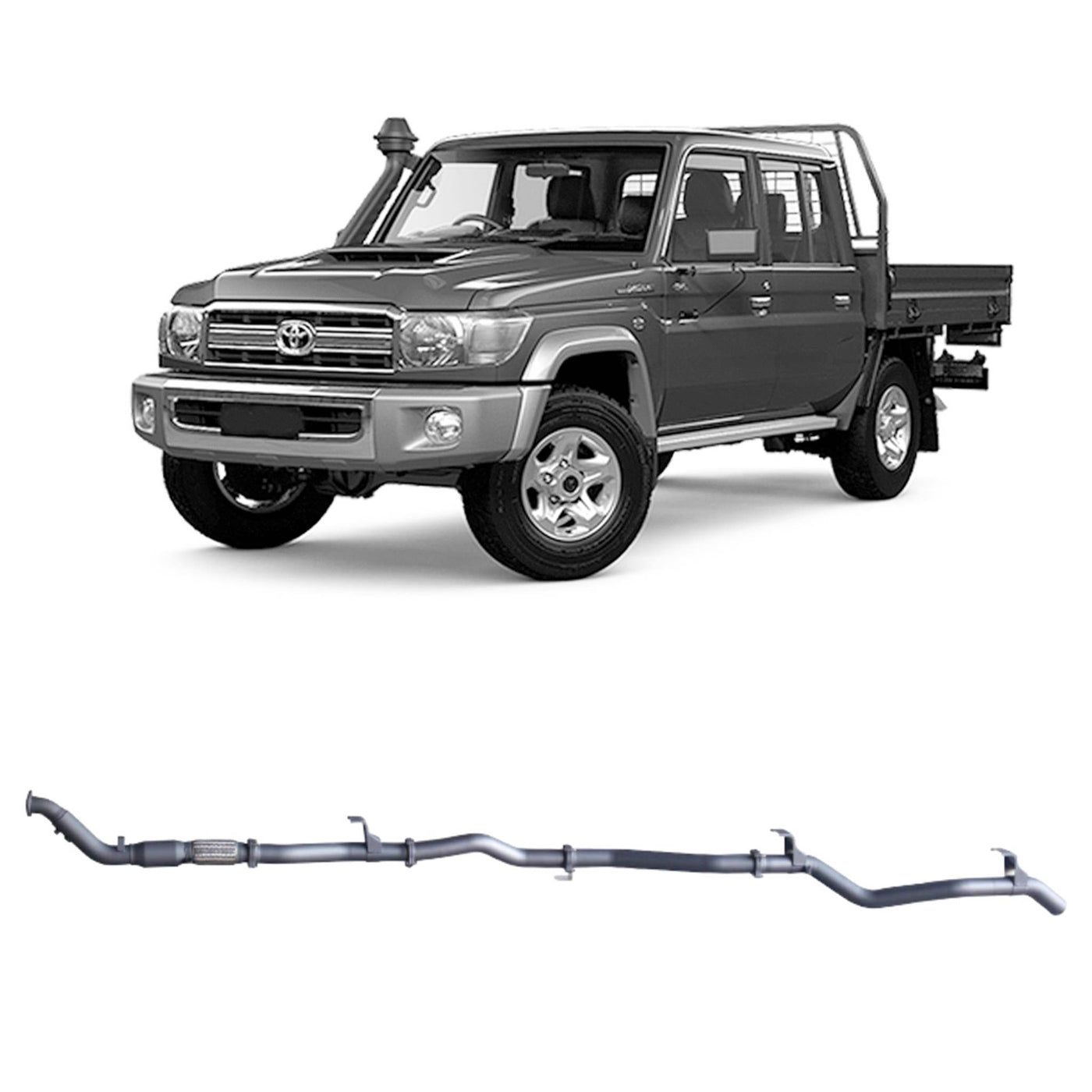 Redback Extreme Duty Exhaust Suitable For Toyota Landcruiser 79 Series Double Cab with Auxiliary Fuel Tank (01/2012 - 10/2016) - OZI4X4 PTY LTD