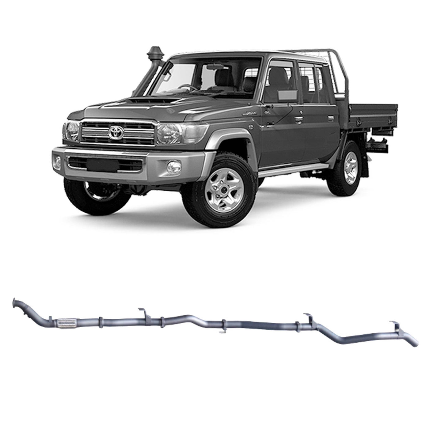 Redback Extreme Duty Exhaust Suitable For Toyota Landcruiser 79 Series Double Cab with Auxiliary Fuel Tank (01/2012 - 10/2016) - OZI4X4 PTY LTD