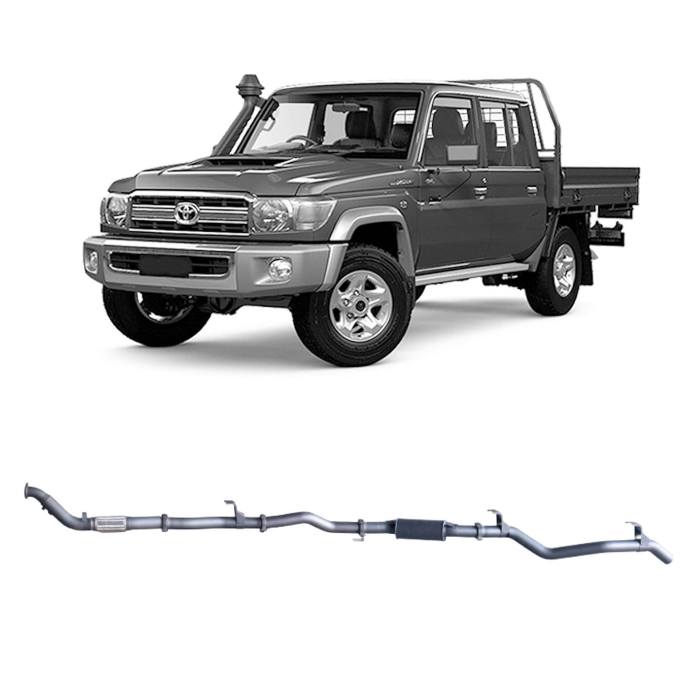 Redback Extreme Duty Exhaust Suitable For Toyota Landcruiser 79 Series Double Cab with Auxiliary Fuel Tank (01/2012 - 10/2016) - OZI4X4 PTY LTD