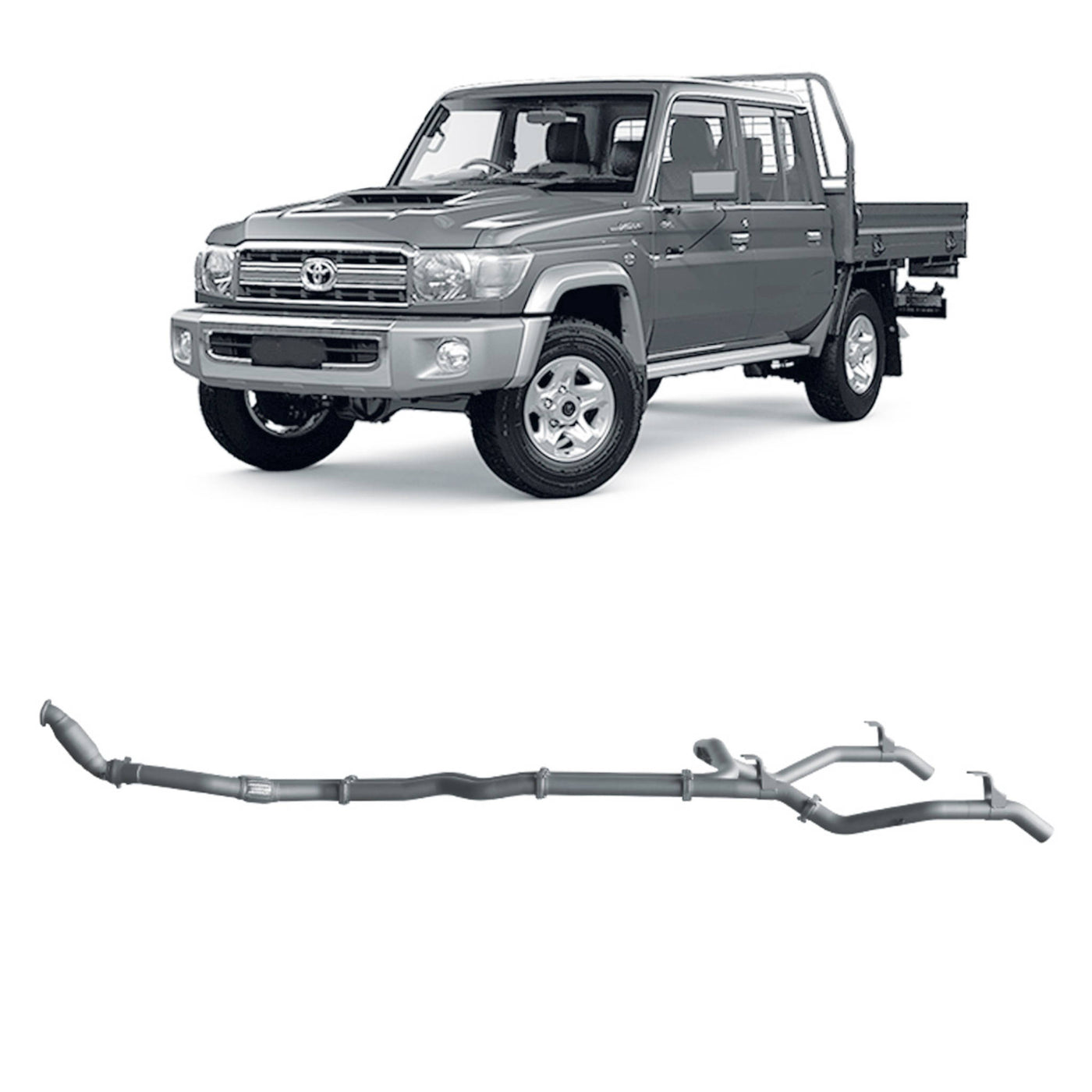 Redback Extreme Duty Twin Exhaust Suitable for Toyota Landcruiser 79 Series Double Cab (10/2012 - 10/2016) - OZI4X4 PTY LTD