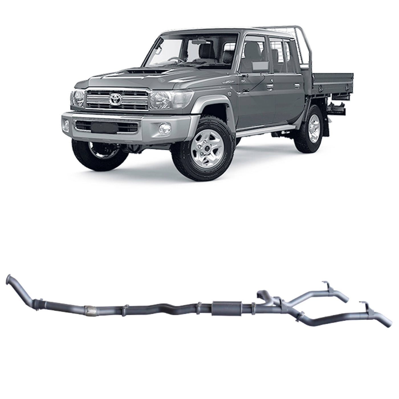 Redback Extreme Duty Twin Exhaust Suitable for Toyota Landcruiser 79 Series Double Cab (10/2012 - 10/2016) - OZI4X4 PTY LTD