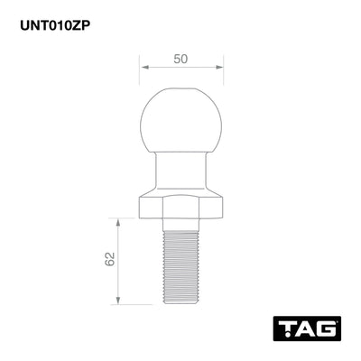 TAG Zinc Plated Tow Ball - 50mm, 3.5 tonne - OZI4X4 PTY LTD