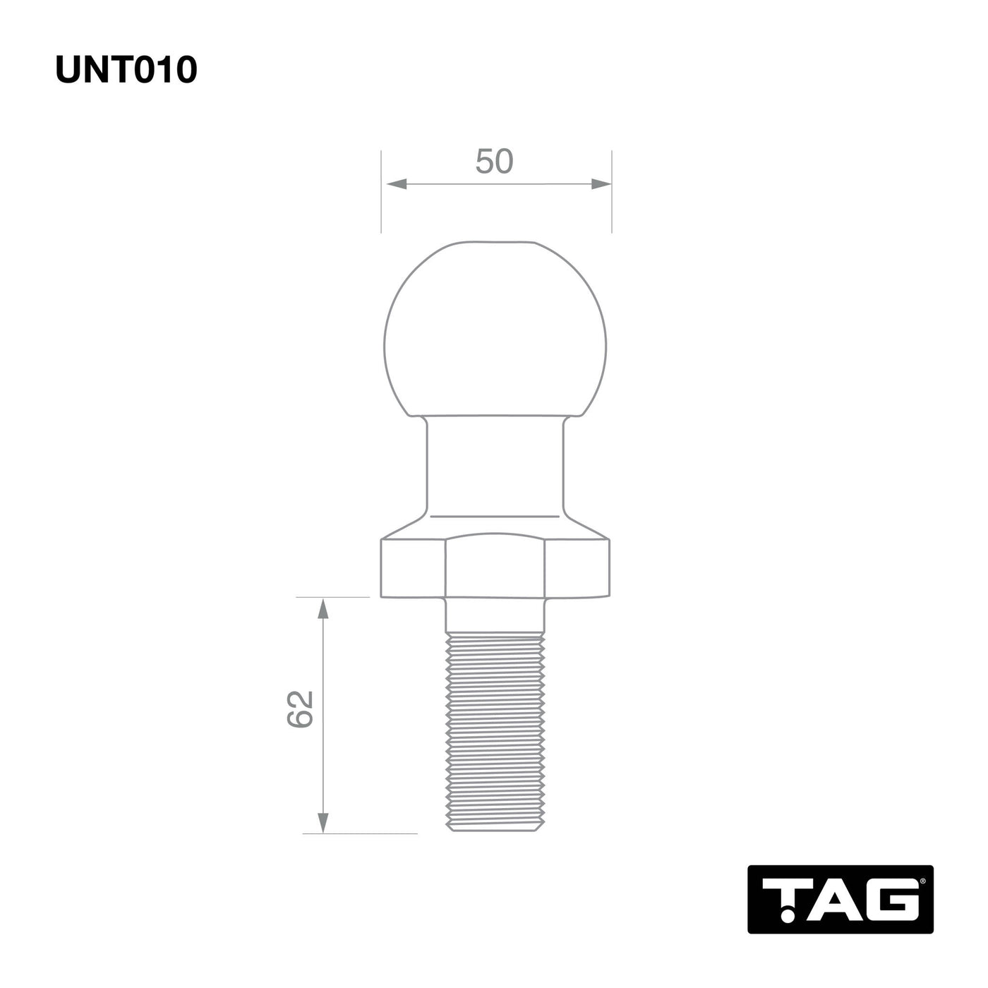 TAG Chrome Tow Ball - 50mm, 3.5 tonne - OZI4X4 PTY LTD