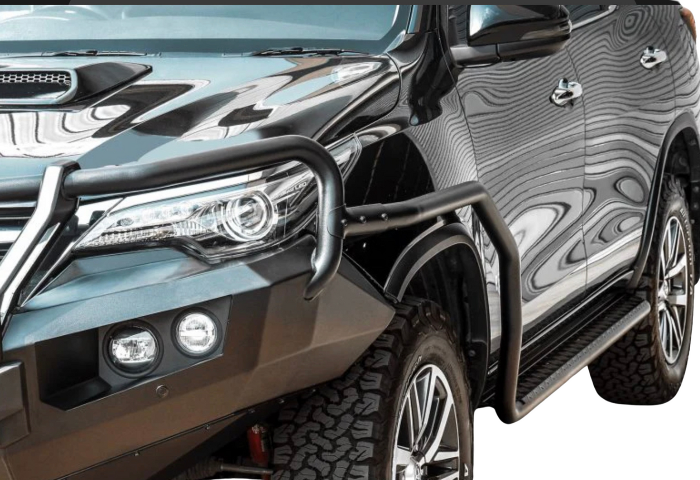 Adjustable Side Steps + Brush Bars Suitable For Toyota Fortuner 2015+