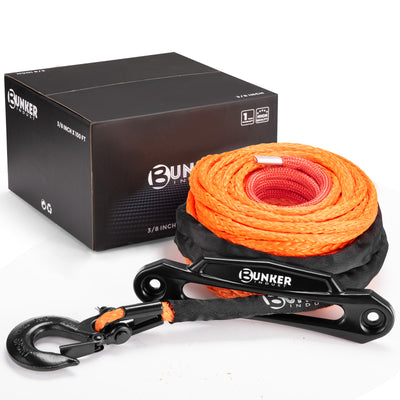 Orange Synthetic Winch Rope Kit,3/8" x 100' 23809LBS Winch Line Cable Replacement with Protective Sleeve+Winch Fairlead+Hook (Online only) - OZI4X4 PTY LTD