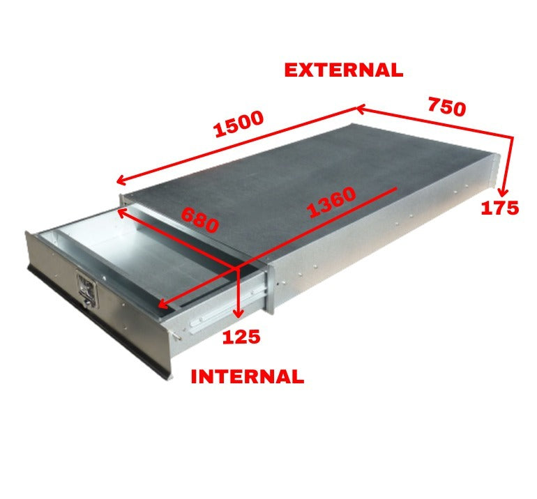 Universal Under Tray Trundle Draw 1500 Length Aluminium - OZI4X4 PTY LTD