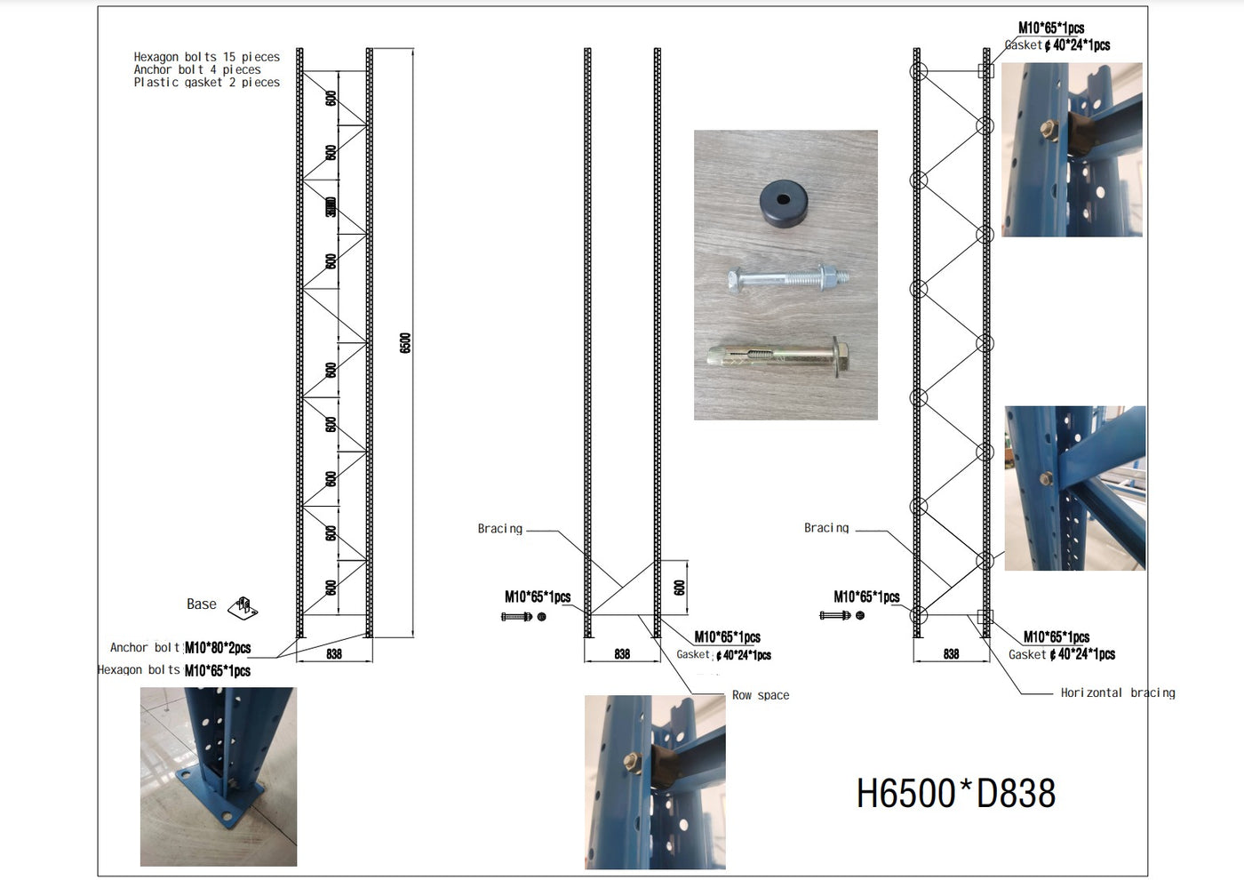 Upright Frame (6500 x 840) (50mm Increment Type A) - OZI4X4 PTY LTD