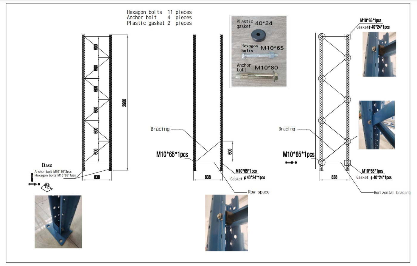 Upright Frame (3900 x 840) (50mm Increment Type A) - OZI4X4 PTY LTD