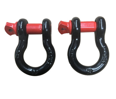 Black & Red D-shackle size 3/4  4.75 Ton a pair with Rubber - OZI4X4 PTY LTD