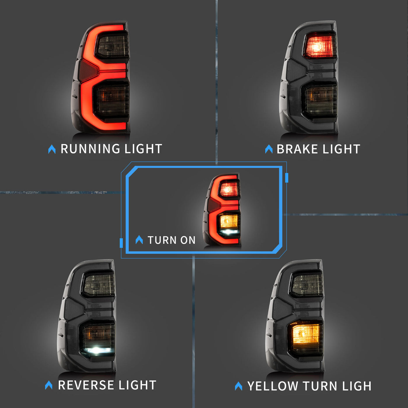 Headlights + Smoke Tail Lights Set Kits Suitable For Toyota Hilux Vigo 2015-2020 - OZI4X4 PTY LTD