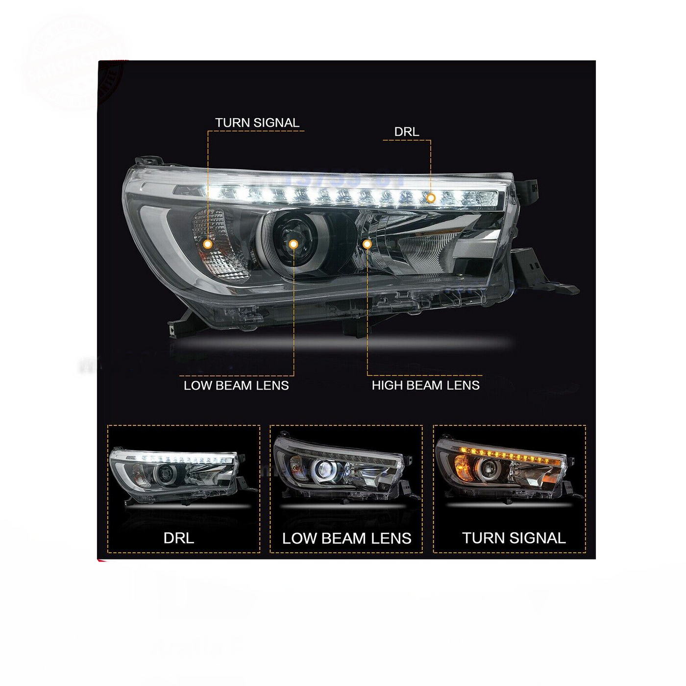 LED Projector Headlight Unit Suitable for Toyota Hilux 2015-2020+ - OZI4X4 PTY LTD