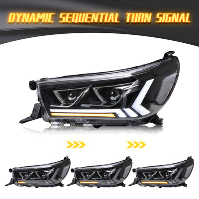 Headlights + Smoke Tail Lights Set Kits Suitable For Toyota Hilux Vigo 2015-2020 - OZI4X4 PTY LTD