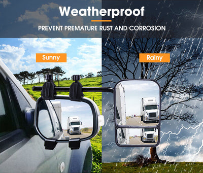 Towing Mirrors Pair Clip on Multi Fit Clamp On Towing Caravan 4X4 Trailer (Online Only) - OZI4X4 PTY LTD