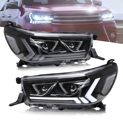 Headlights + Smoke Tail Lights Set Kits Suitable For Toyota Hilux Vigo 2015-2020 - OZI4X4 PTY LTD