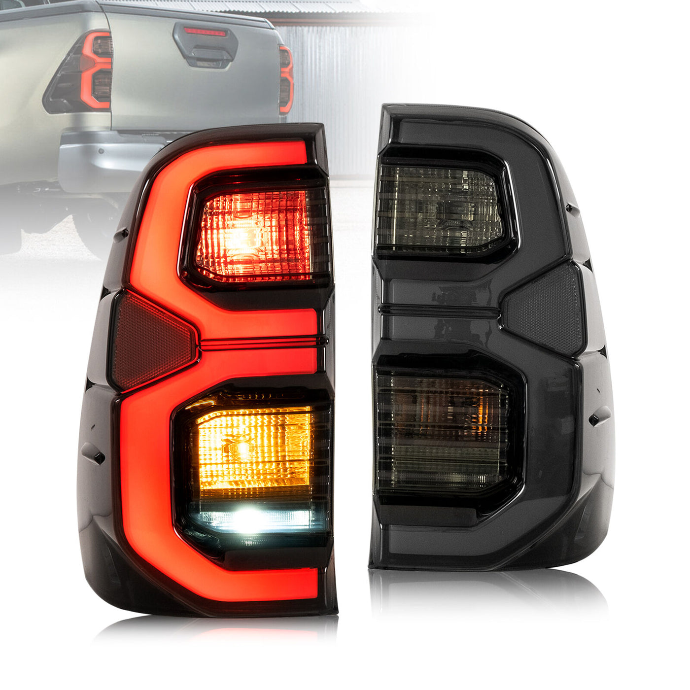 Headlights + Smoke Tail Lights Set Kits Suitable For Toyota Hilux Vigo 2015-2020 - OZI4X4 PTY LTD